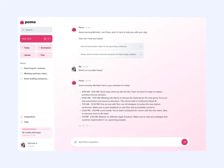 AI product UI mockup